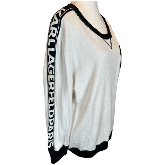 Karl Lagerfeld Black and White Heart Sweater - Picture 4 of 9